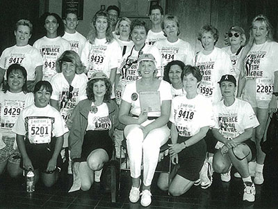 In 1998, Pacific Life's Individual Client Services fielded a team in support of their coworker, Jennifer Blackstone (center), who had been battling breast cancer.